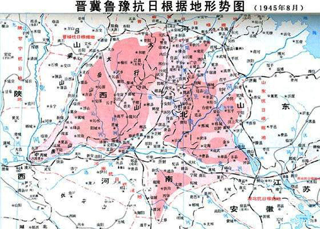 1945年8月晋冀鲁豫根据地形势图