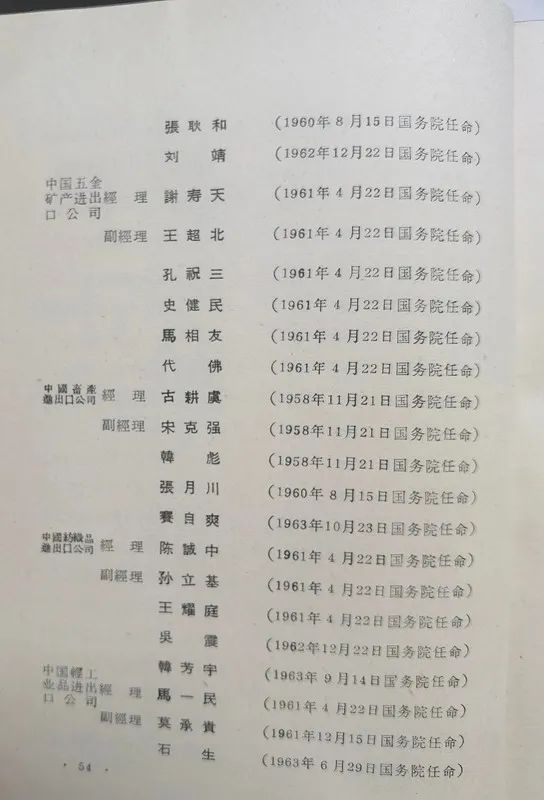 1963年底前的任命録