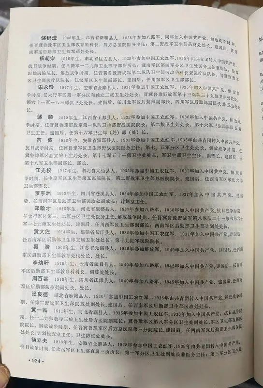 刘邓大军团级（含1942年前营级）以上卫生干部名录（第一部分）