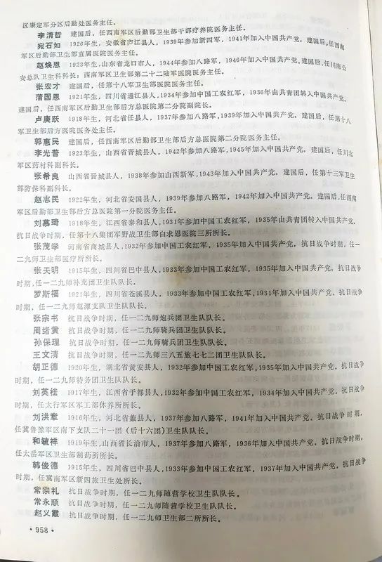 刘邓大军团级（含1942年前营级）以上卫生干部名录（第二部分）