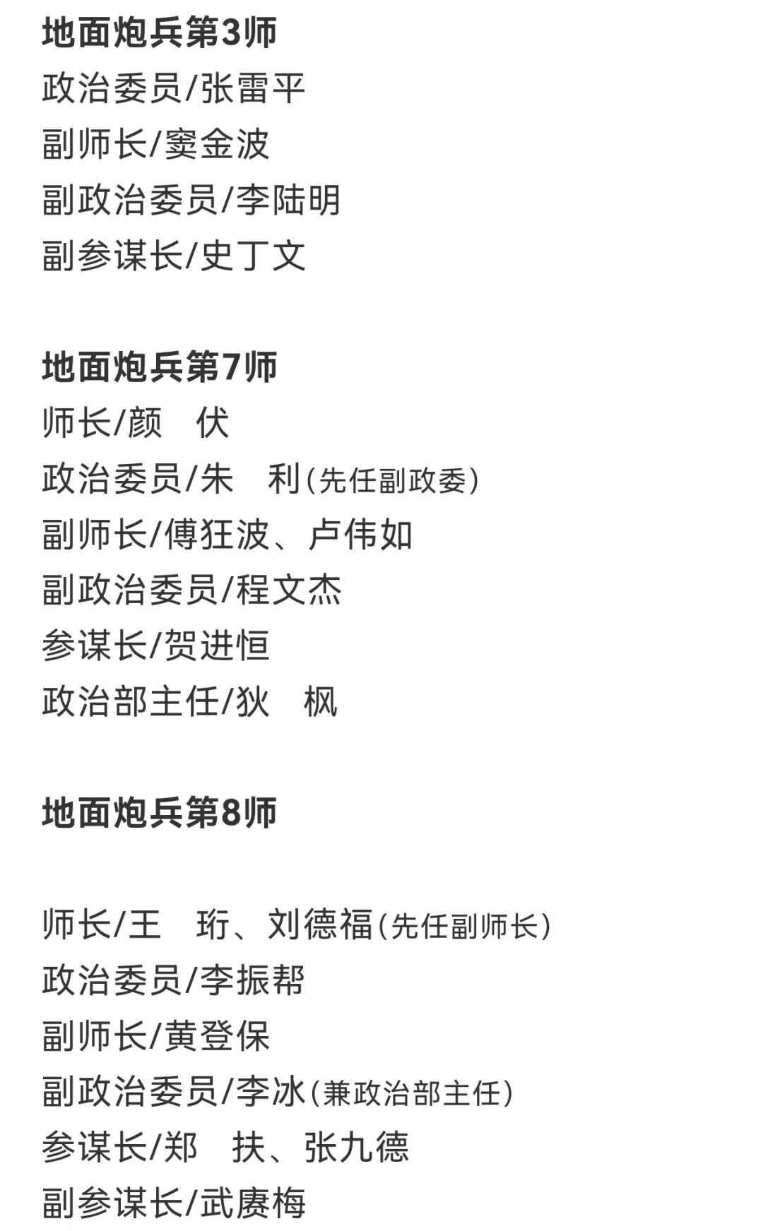 【军史资料】中国人民志愿军总部和各兵团（兵种）、军、师领导干部名单