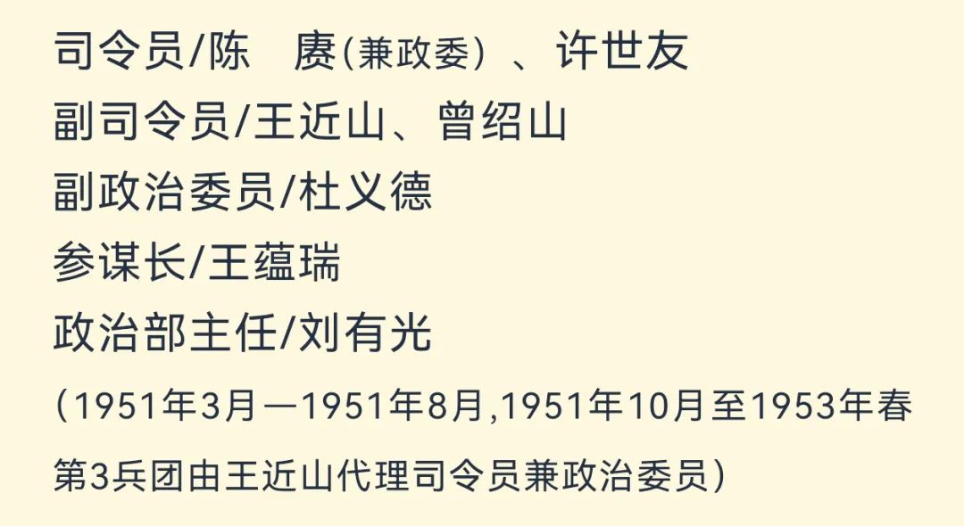 【军史资料】中国人民志愿军总部和各兵团（兵种）、军、师领导干部名单