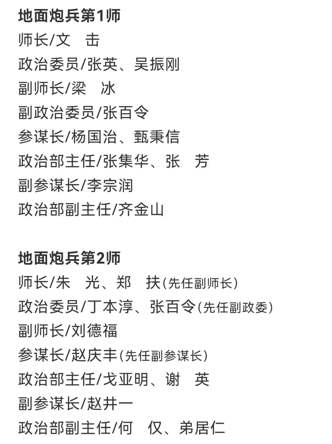 【军史资料】中国人民志愿军总部和各兵团（兵种）、军、师领导干部名单