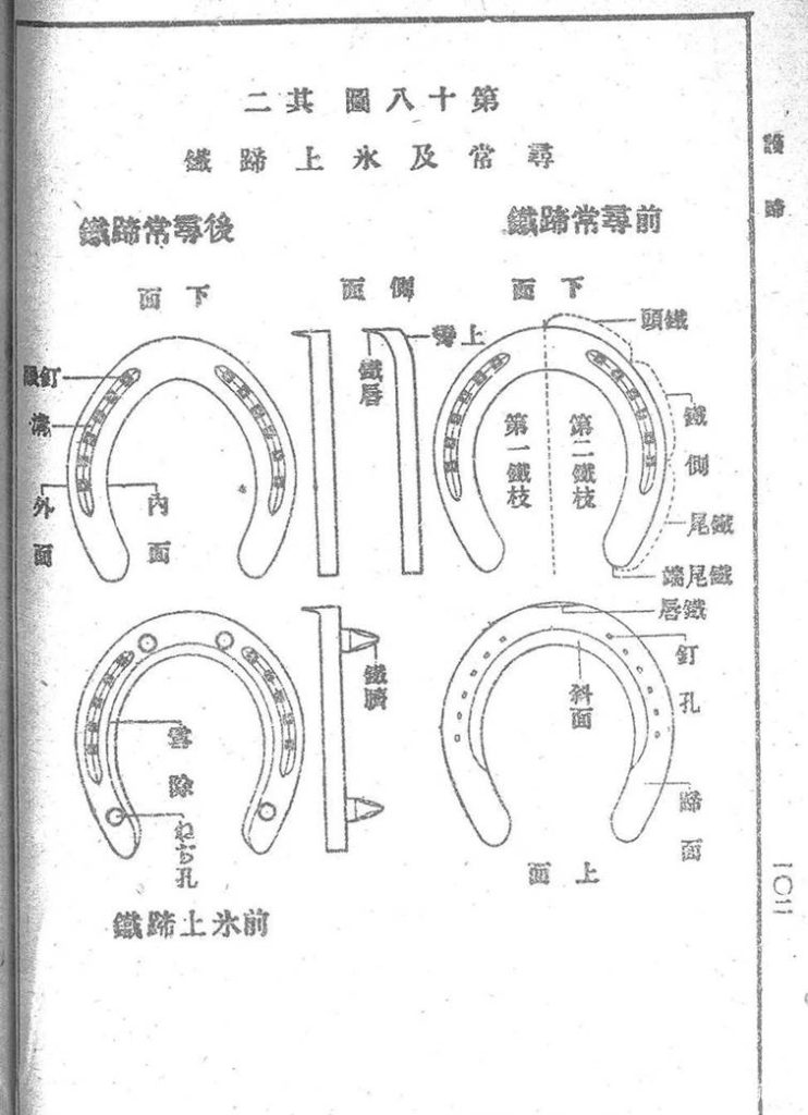 抗战时期日军寻常及冰上蹄铁示意图 图片来源于网络