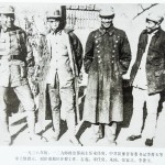 一九三八年初,一二九师政治部副主任宋任穷、中共冀豫晋省委书记李菁玉等奉上级指示,到冀南地区开辟工作。右起:宋任穷、朱瑞、张霖之、李菁玉。