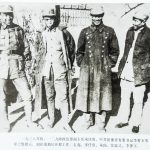 一九三八年初,一二九师政治部副主任宋任穷、中共冀豫晋省委书记李菁玉等奉上级指示,到冀南地区开辟工作。右起:宋任穷、朱瑞、张霖之、李菁玉。